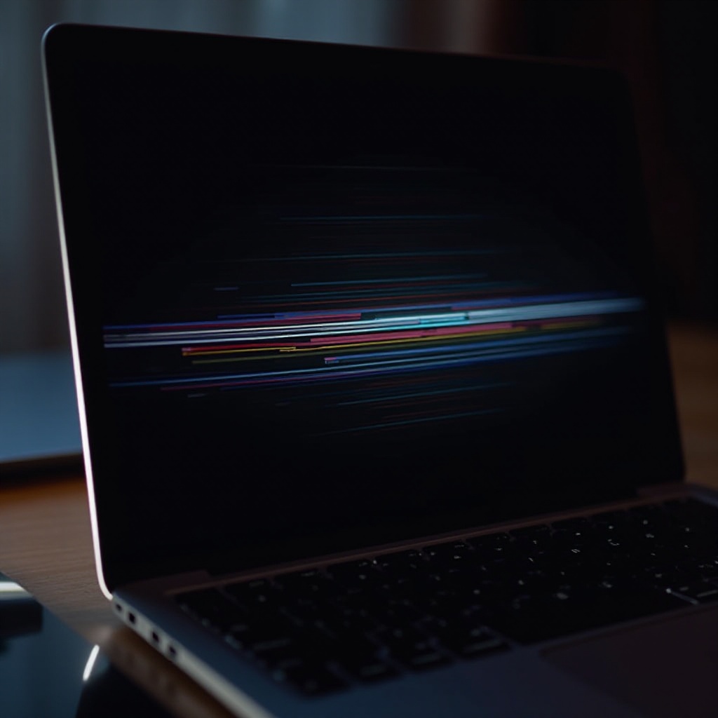 macbook pro หน้าจอดำพร้อมเส้นสี