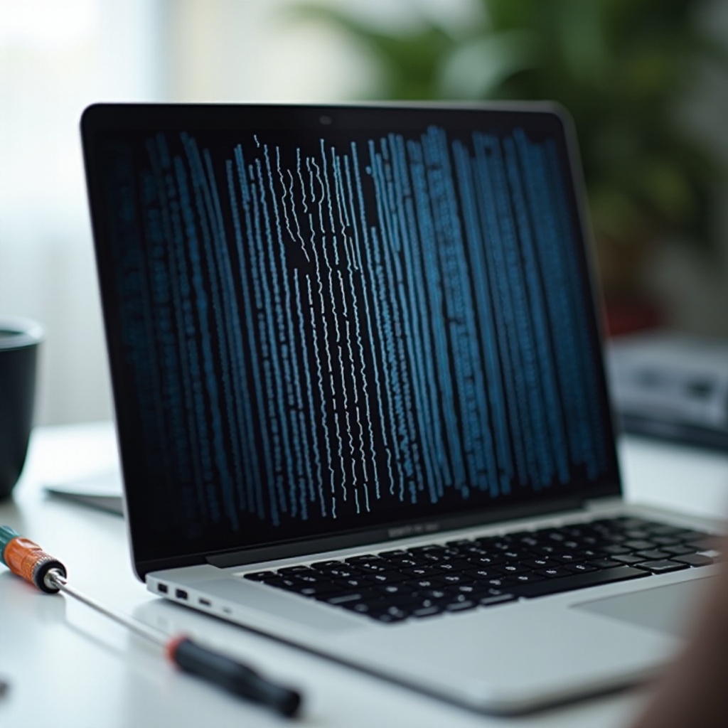 筆記型電腦熒幕上有一條黑色的垂直線