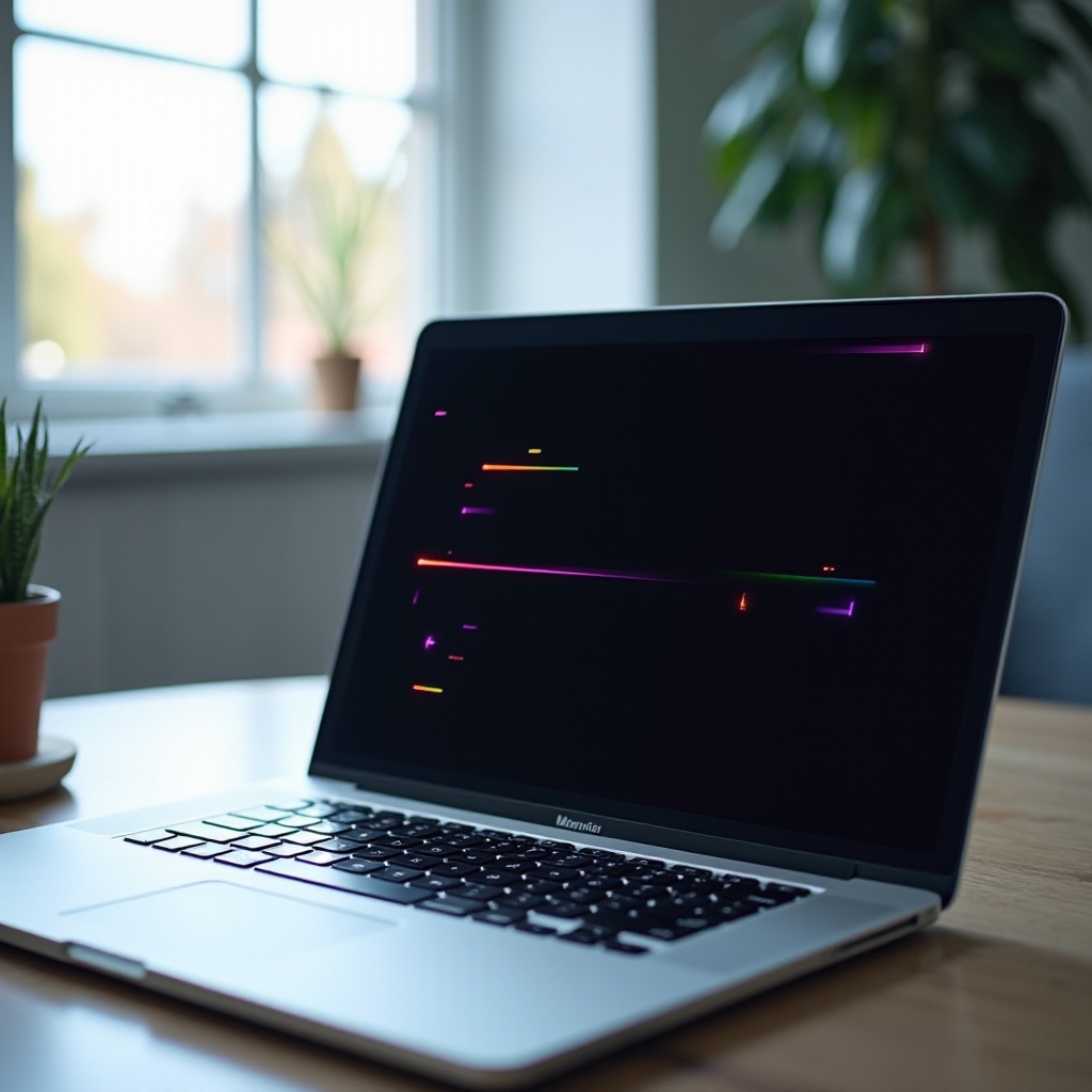 MacBook Pro 黑屏有彩色線條