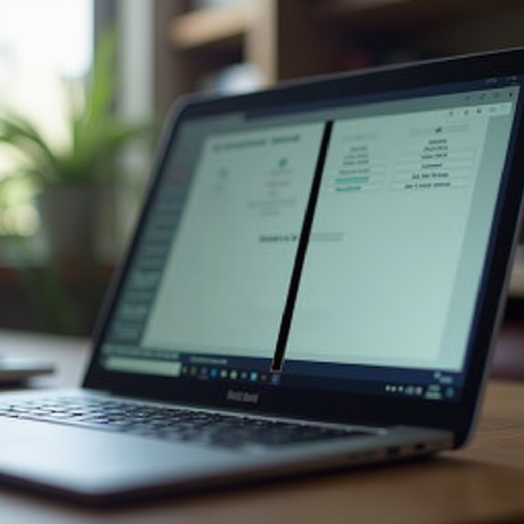 เส้นสีดำแนวตั้งบนหน้าจอแล็ปท็อป