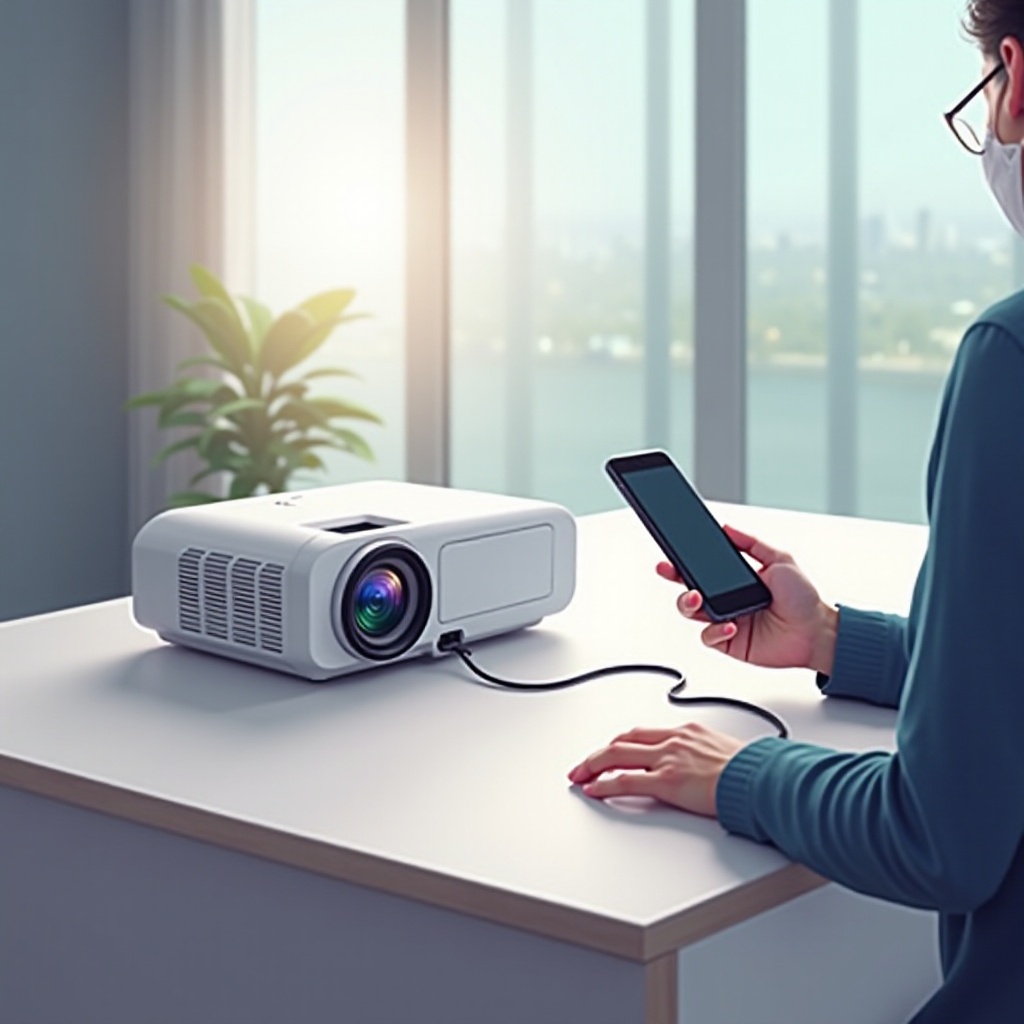 โปรเจคเตอร์เชื่อมต่อกับโทรศัพท์